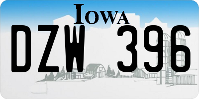 IA license plate DZW396