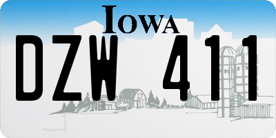 IA license plate DZW411