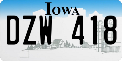 IA license plate DZW418