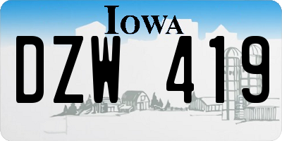 IA license plate DZW419