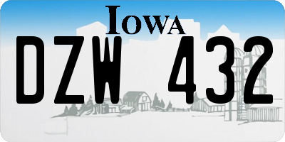 IA license plate DZW432