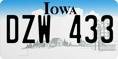 IA license plate DZW433