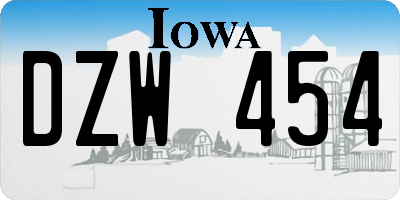 IA license plate DZW454