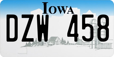 IA license plate DZW458