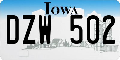 IA license plate DZW502