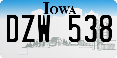 IA license plate DZW538