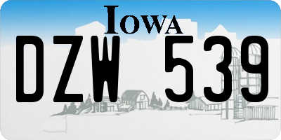 IA license plate DZW539