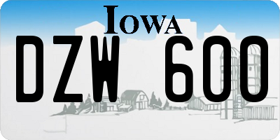 IA license plate DZW600