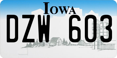 IA license plate DZW603