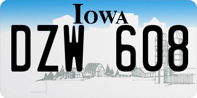 IA license plate DZW608