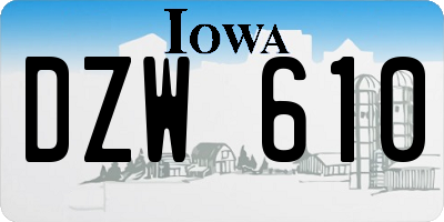 IA license plate DZW610