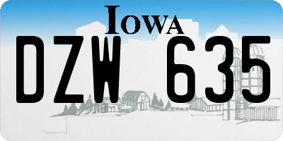 IA license plate DZW635