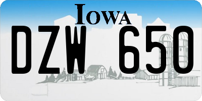 IA license plate DZW650