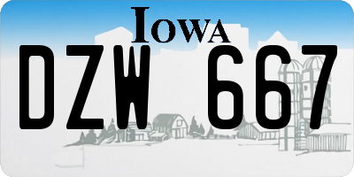 IA license plate DZW667