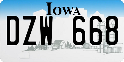 IA license plate DZW668