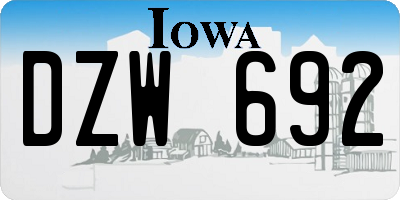 IA license plate DZW692