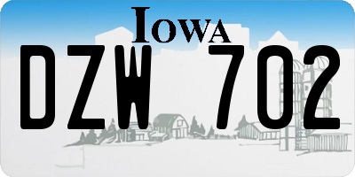 IA license plate DZW702