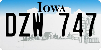 IA license plate DZW747