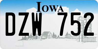 IA license plate DZW752