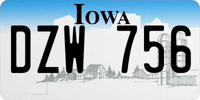 IA license plate DZW756