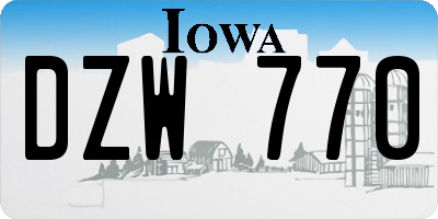 IA license plate DZW770