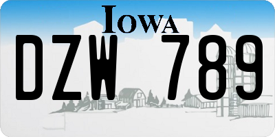 IA license plate DZW789