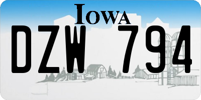 IA license plate DZW794