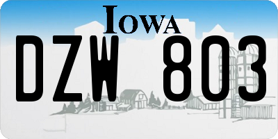 IA license plate DZW803