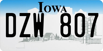 IA license plate DZW807