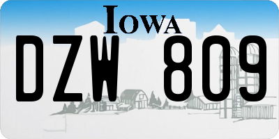 IA license plate DZW809