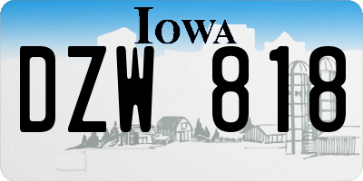 IA license plate DZW818