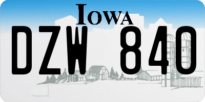 IA license plate DZW840