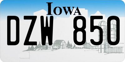 IA license plate DZW850