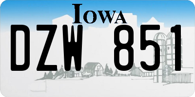 IA license plate DZW851