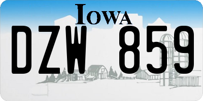 IA license plate DZW859