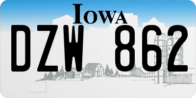 IA license plate DZW862