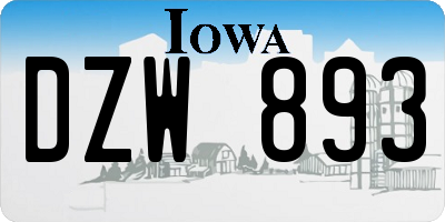 IA license plate DZW893