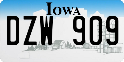 IA license plate DZW909