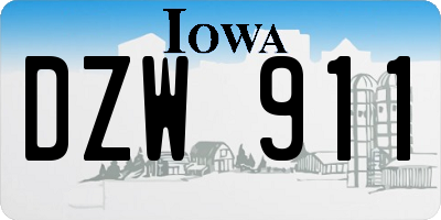IA license plate DZW911