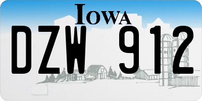 IA license plate DZW912