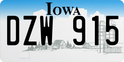 IA license plate DZW915