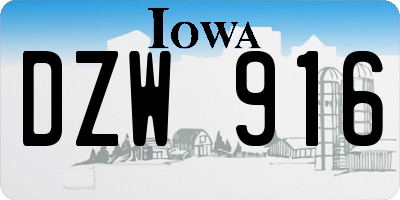 IA license plate DZW916