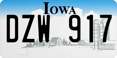 IA license plate DZW917