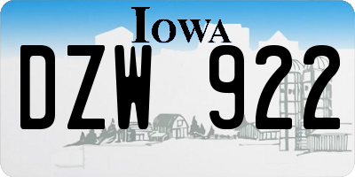 IA license plate DZW922