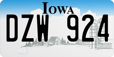 IA license plate DZW924
