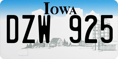 IA license plate DZW925