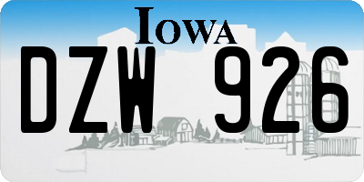 IA license plate DZW926