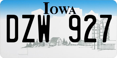 IA license plate DZW927