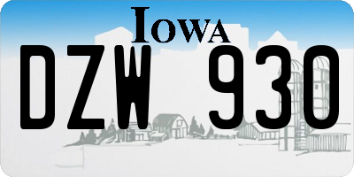 IA license plate DZW930