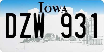 IA license plate DZW931